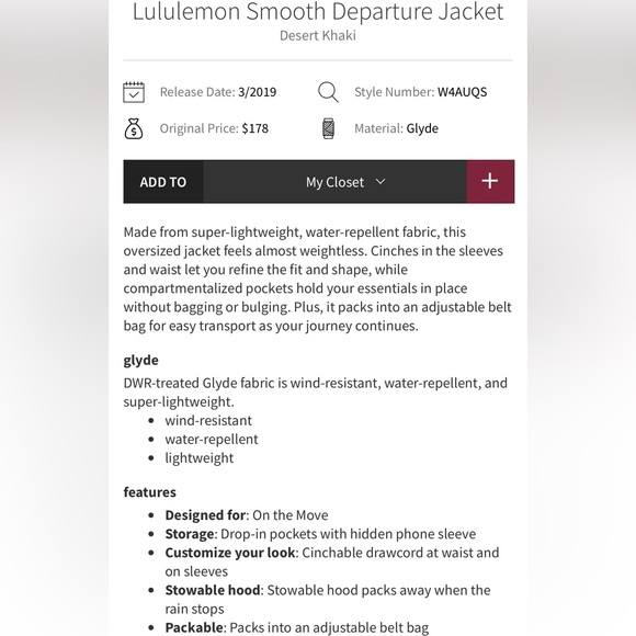 Lululemon Smooth Departure Jacket-Desert Khaki - Picture 16 of 16